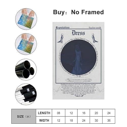 Taylor Music Lyrics Inspired Album Poster Room Aesthetics Canvas Posters Bedroom Decoration Sports Office Decoration Gifts Wall Art Printing 12x18inchs(30x45cm) Unframed thumbnail 2