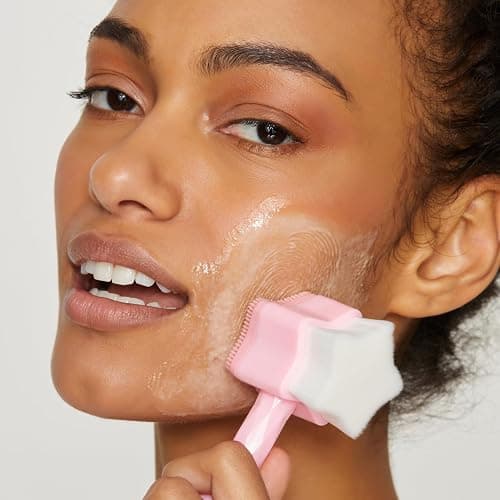 No Mo-Stache All Star Face Brush -Manual Facial Cleansing Brush, 2-in-1 Skin Care face Brush, Silicone Facial Scrubber Manual Dual Face Wash Brush for Deep Pore Exfoliation Massaging Skin Exfoliator thumbnail 3