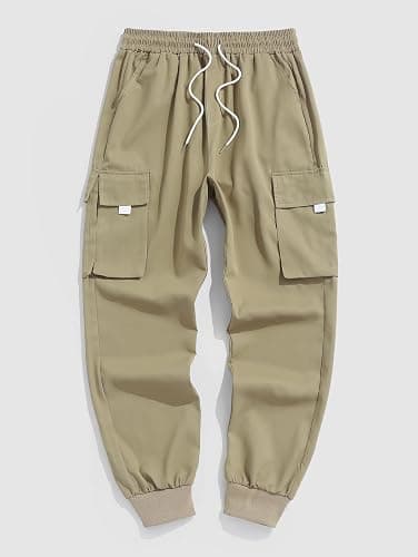 Men Techwear Cargo Joggers Flap Pocket Elastic Drawstring Waist Pants thumbnail 5