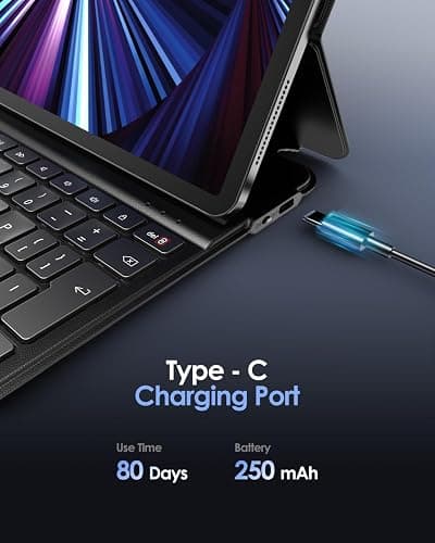 Qulose Keyboard Case for iPad(A16) 11th Generation 11 inch 2025/ 10th Generation 10.9" 2022 iPad Case with Keyboard, Slim Magnetic Bluetooth Folio Cover, Type C Charging, UK Layout, Black thumbnail 7