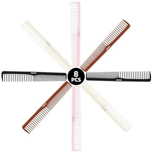 Feewala Combs Set, Classic Hair Comb, Fine and Wide Teeth, For Hairdressing, Grooming, Detangling, Sectioning, Teasing, For Women and Men, 7 Inches, 4 Colors and 8 Pieces thumbnail 2