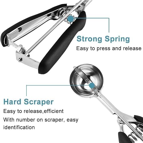 HOMURE H Cookie Scoop Set, Include 1 Tbsp/2 Tbsp/3 Tbsp, Cookie Scoops for Baking Set of 3, 18/8 Stainless Steel, Good Grip, Non-Slip, For Cookies Cupcake Muffin Ice Cream waffle thumbnail 3