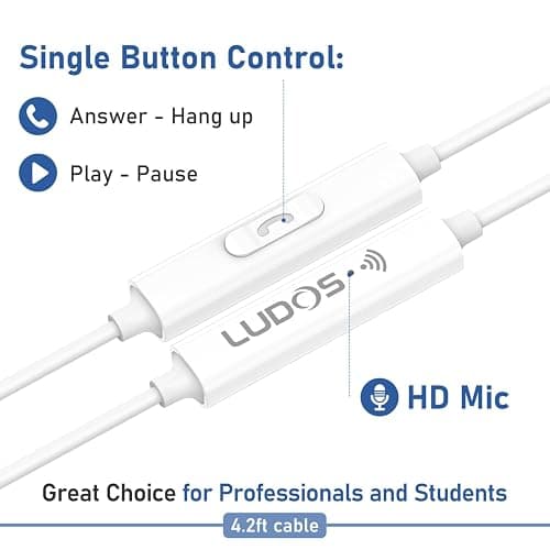 LUDOS FEROX Wired Earbuds in-Ear Headphones, 5 Year Warranty, Earphones with Microphone, Noise Isolation Corded for 3.5mm Jack Ear Buds for iPhone, Samsung, Computer, Laptop, Kids, School Students thumbnail 4