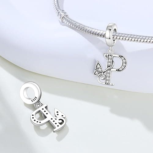 PANPOKI 2 Pack 925 Sterling Silver Butterfly Letter Charms for Bracelets and Necklace Alphabet Initial Dangle Pendants Round Spacer Beads Pave Cubic Zirconia Jewelry Gift for Women thumbnail 3