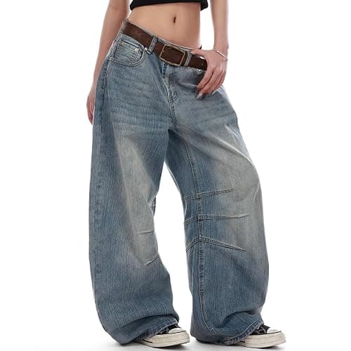 OTEEGX Baggy Jeans Women Low Rise Barrel Jeans Wide Leg Boyfriend Denim Pants Oversized Casual Vintage Trousers thumbnail 3