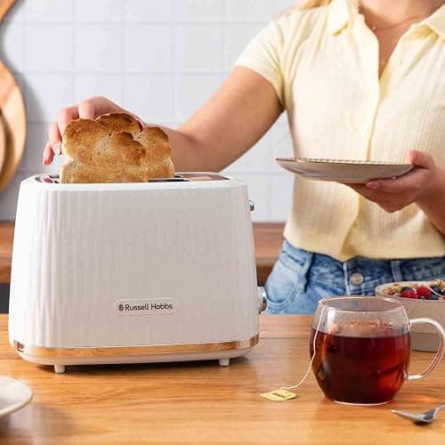 Russell Hobbs Eden 2 Slice Toaster (6 Browning settings, High lift feature, Frozen, reheat, cancel functions, Removable crumb tray, 800W, White) 27370 thumbnail 2