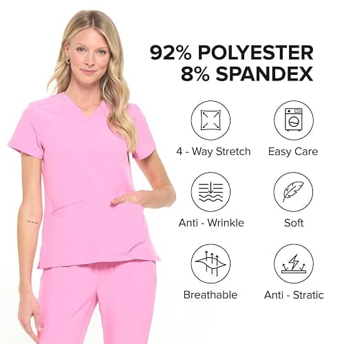 Dagacci Medical Uniform® Scrub Set – V-Neck Scrub Top & Elastic Jogger Pant Scrubs for Women Set and Men Unisex 8 Pockets thumbnail 4