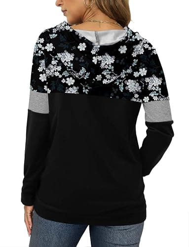 Angerella Hoodies for Women Camo Leopard Print Tops Pullover Hooded Sweatshirt Drawstring with Pocket - Medium 6-flower Pink thumbnail 3