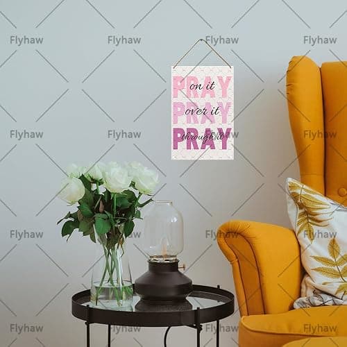Pink Pray Over It Wall Decor Wooden Decor Inspirational Decor Signs Pink Wall Wooden Hanging Sign For Room Decor For Teen Girls Office Living Room 8x12 Inches thumbnail 6