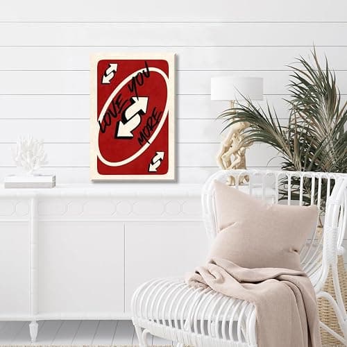 Burgundy Trendy Playing Card Girly Wall Art Love You More Canvas Printing Fashionable Retro Valentine's Day Preppy Poster apartment decor 8x12inch Unframed thumbnail 3