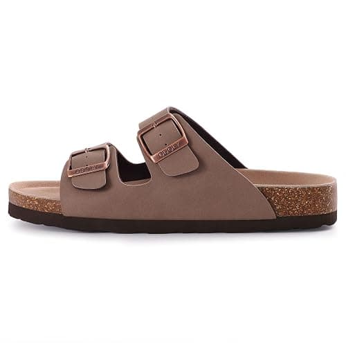 ODOLY Unisex Cork Footbed Slide Sandal, Arch Support Summer Outdoor Sandals with Adjustable Buckle for Women and Men - 10 Women/8.5 Men - Brown thumbnail 3