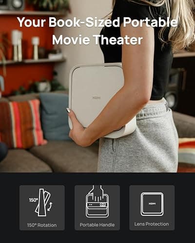 XGIMI Elfin Flip Portable Projector, 1080P Resolution Outdoor Projector, Licensed Netflix, Build-in Adjustable Stand, Lightweight and Compact Design, 400 ISO Lumens, Screen Adaption thumbnail 4