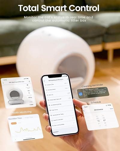 Lettiera Gatto Autopulente, 65 lLettiera Automatica per Gatti Intelligente,Sicurezza, Controllo App Cassetta per Gatti Abilitata WiFi, con Sacchi Spazzatura, Pulizia Facile thumbnail 3