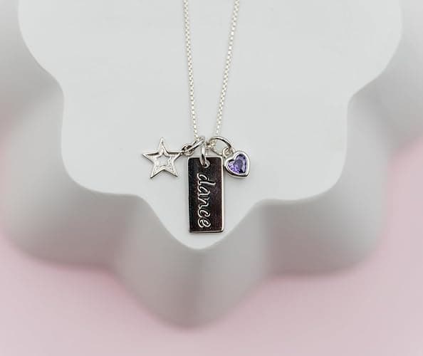 Cherished Moments Girl's 925 Sterling Silver Dance Pendant Necklace with Charms thumbnail 3