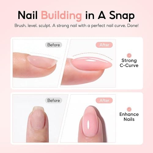 Peacecolor Builder Nail Gel Polish Set, 6 PC Jelly Nude Pink Clear Colors Rubber Builder for Apex Hard Strengthener Extension Gel Polish U V Nail Lamp Cured DIY Gifts thumbnail 5