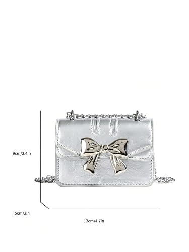 RoseSeek Women's Bow Knot Chain Cross Body Handbag Flap Mini Squared Shoulder Bags thumbnail 5