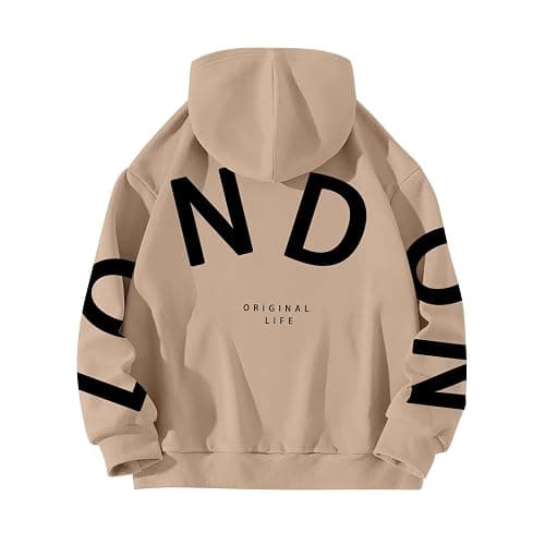 HUIFUAO London Hoodies for Women UK Oversized Sweatshirts for Women Letter Print Pullover Hoodie Women With Pocket and Drawstring thumbnail 2