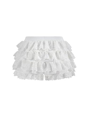 Women Y2K Lace Multi-Layered Bloomers, Lolita Ruffle Shorts, Sexy Short Pumpkin Pants, Elastic Waist Sweet Pettipants thumbnail 4