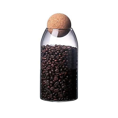 JEIINT Candy Jar Candy Container Round Cylindrical Glass Body with Spherical Cork Lid 800ml 27oz thumbnail 4