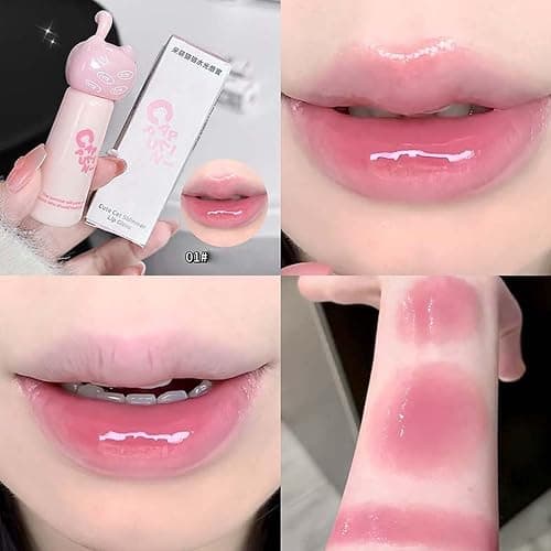 Pakivs Cute Cat Jelly Lip Gloss Korean Lip Glaze Set for Women,4Pcs | Hydrating Lipgloss,Plumping Lipgloss ,Long Lasting Waterproof , Non-Sticky,Moisturizing Lip Stain,Glossy Finish Lip Tint thumbnail 2