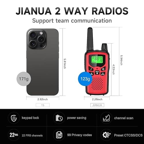 Rechargeable Walkie Talkies Long Range for Adults, Walky Talky VOX with 22 FRS Channels, 99 Privacy Codes Two Way Radio,1200mAh Li-ion Battery, for Camping Hiking Emergency (4 Pack Colorful) thumbnail 4