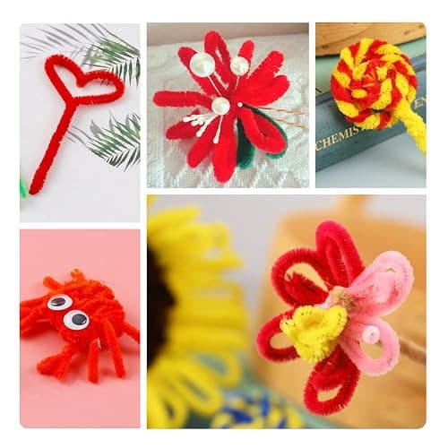 100 Pieces Pipe Cleaners Chenille Stem, Solid Color Pipe Cleaners Set for Pipe Cleaners DIY Arts Crafts Decorations, Chenille Stems Pipe Cleaners (Red) thumbnail 7