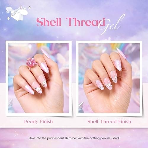 Beetles Spring Gel Nail Polish Set - 24Pcs Pastel Pink Purple Pearl Blue Shimmer Chameleon Green Colors Gel Nail Kit 3Pcs Base Top Coat Double-ended Brush Soak off UV Nail Easter Gifts for Women thumbnail 5