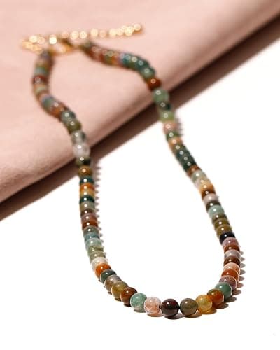 Lightock Simple Choker Necklace for Women Real Stone and Crystals Necklaces 4mm Beaded Choker Jewelry Meditation Gift for Women (16"+2") thumbnail 4