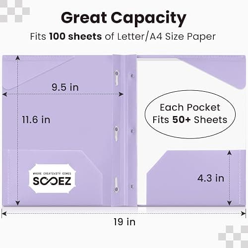 Sooez Folders with Pockets and Prong, 6 Pack, Pastels Colors, File Folders with Prongs, 2 Pocket Folders Bulk, Plastic Folder, School Folder College Supplies, Aesthetic Nursing Cute School Supplies thumbnail 2