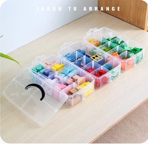 Sooyee 3-Tier Stackable Craft Organizers and Storage Box Plastic with 30 Compartments for Bead, Toys,Dolls, Arts and Craft, Washi Tape, Rock Collection, Ribbons,Clear thumbnail 4