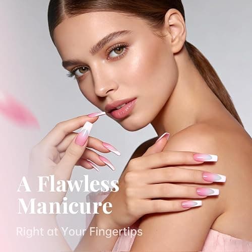 Krofaue 500PCS flexible gel French Half Cover Acrylic Nail Tips Manicure | 10 sizes, flexible, French style, crystal-clear, easy to trim, for salon and home DIY, includes box thumbnail 7