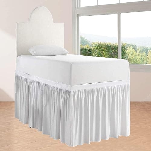 Crown Collection 30 Inch Drop Twin XL Size Dorm Bed Solid Bed Skirt Stylish Ruffled Pattern Split Corner Easy Fit Easy Care Fade & Wrinkle Resistant- Micorfiber Fit - Image 1