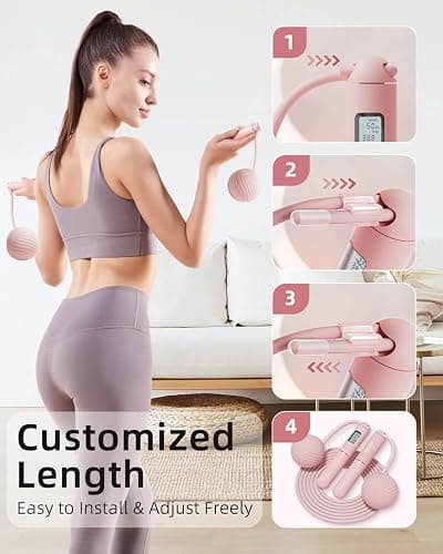 YOTTOY Skipping Ropes for Adults -Cordless Counter Jump Rope with Large Cordless Ball-Weighted Jump Rope for Women with LCD Display thumbnail 7