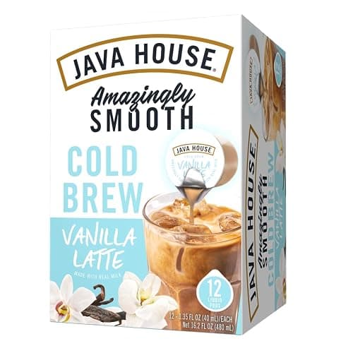 JAVA HOUSE French Vanilla Latte Cold Brew Coffee Pods, (12 Count) Peel and Pour Pods Hot or Iced thumbnail 9