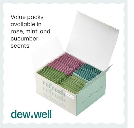 Dew Well Deodorant Wipes - On-the-Go Travel Deodorant - Fresh Mint, Rose & Cucumber Scents Body Wipes for Women - Aluminum, Paraben & Sulfate Free Mini Toiletries - 50 Count, Mint/Rose/Cucumber thumbnail 7