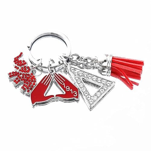 HUSURU Fashion Greek Sorority Gifts Red Tassel Elephant Pendant Gesture 1913 Delta Sorority Key Chain Jewelry For Women - Image 1