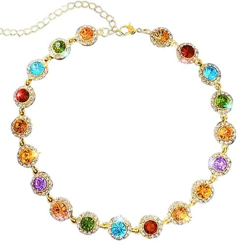 ACEDRE Colorful Crystal Choker Necklace Sparkly Rhinestone Chokers Necklaces Gold Chain Party Prom Neck Jewelry for Women - Image 1