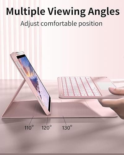 ZKTUYU for iPad (A16) 11th 10th Generation Case with Keyboard, 7-Colors Backlit, Folio Cover with Pencil Holder, Multi-Touch Trackpad, Detachable Keyboard for iPad 11/10.9-inch 2025/2022 (Baby Pink) thumbnail 4