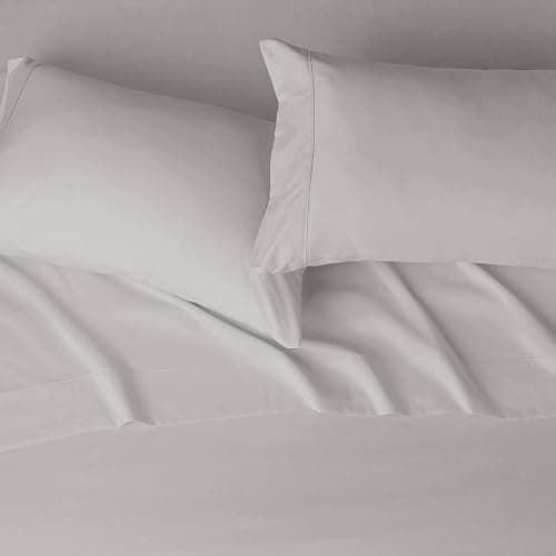 Amazon Basics Lightweight Super Soft, Wrinkle-Free Luxury Microfiber 4 Piece Bed Sheet Set with 14-Inch Deep Pockets, Full, Light Gray, Solid thumbnail 3