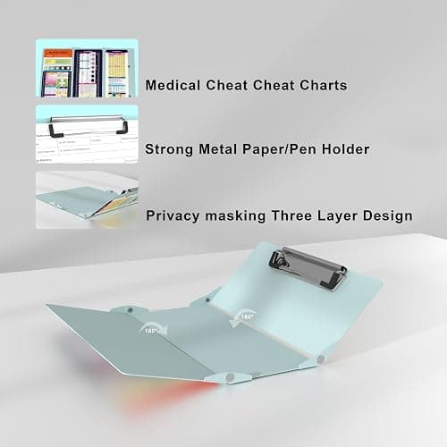 Nursing Clipboard Foldable Pocket Size-Nursing Edition Cheat Sheets Aluminum 3 Layers Foldable Clipboard Nursing Nurse Clipboard Foldable fits in Nurses Doctors(Mint) thumbnail 6