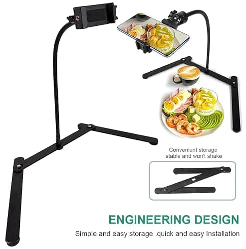 KAVAVO Adjustable Gooseneck Cellphone Holder,Overhead Phone Mount,Table Top Teaching Online Stand for Live Streaming and Online Video and Food Crafting Demo Drawing Sketching Recording. thumbnail 5