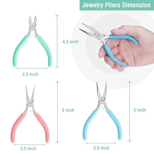 WORKPRO Jewelry Pliers Set, 3 Pack Jewelry Making Tool Kit Includes Mini Needle Nose Plier/Chain Nose Plier, Round Nose Plier and Wire Cutter for Jewelry Repair, DIY Crafts, Jewelry Making Supplies thumbnail 3