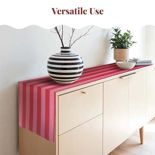 Folkulture Pink Table Runner 72 inches Long, Spring Easter Decorations - Vertical Striped Pink & Red Farmhouse Table Runner for Home Decor - House Warming Gifts New Home Essentials, 100% Cotton thumbnail 2