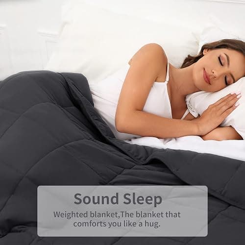 PRETTY NIGHT Weighted Blanket 18lbs Queen Size Dark Grey 60"x80" Weighted Blankets for Adults Heavy Blanket are Comfortable and Cozy thumbnail 3