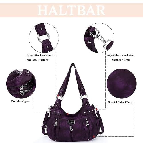 Angel Kiss Large Purses and Handbags for Women Washed Faux Leather Crossbody Hobo Satchel Shoulder Handbag Tote Purse thumbnail 5