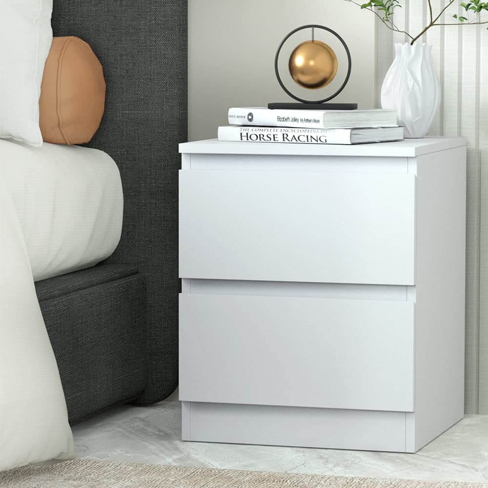 Artiss Bedside Table with 2 Drawers, White Bed Side Tables Storage Small Narrow Desk Chest of Drawer, Lamp Stand Nightstand Cabinet, Bedroom Living Room Home Furniture thumbnail 7