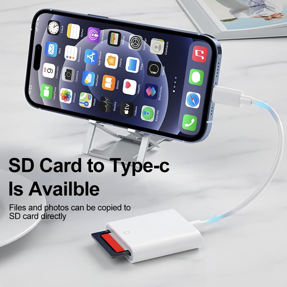 T Tersely USB-C SD Memory Card Reader Type C Adapter for iPhone 16/15 Pro/Max/Plus, MacBook Pro Air 2025-2016, M1 M2 M3 MacPad Pro Air/Surface, for Samsung S24/S23/Ultra/Plus, for Google Pixel,More thumbnail 6