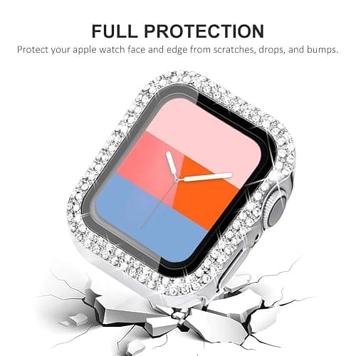 KADES Bling Case for Apple Watch 40mm with Built-in Screen Protector, Sparkling Rhinestone Protective Cover Compatible with Apple Watch Series SE3 SE2 6 5 4 SE (40mm, Silver) thumbnail 8