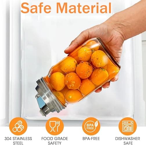 Mason Jar Pour Spout Lid Stainless Steel,Pour Spout Flip Cap Lids for Mason Jars,No Rust Leaking Proof for Home Brewing Fruit Fermenting Drinks Airtight(2PCS) (Regular Mouth) thumbnail 5