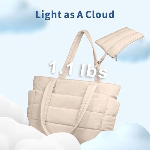 TOPDesign Puffer Tote Bag for Women, Lightweight Puffy Handbag with Compartments, Quilted Shoulder Bag for Work, Travel, Gym thumbnail 4